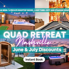 4 Homes, 4 Rooftop Decks & Hot Tubs, Sleeps 48