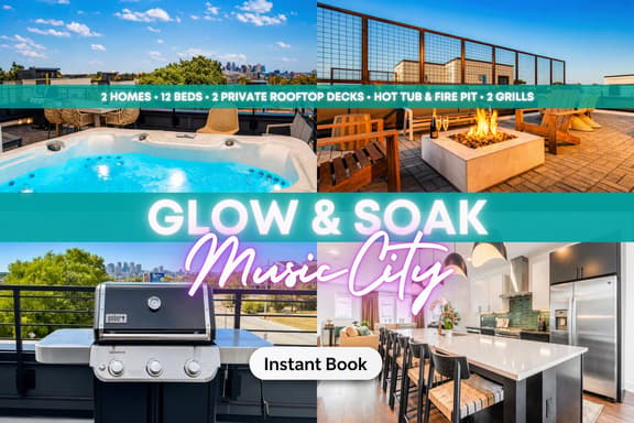 2 Nashville Homes | Shared Rooftop Hot Tub | Sleeps 24 - Image 1